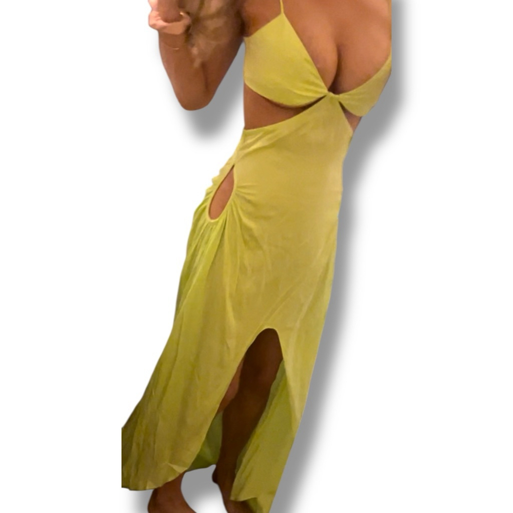For Love & Lemons Toni Cutout Maxi Dress in Lime Green size Small NWT - Picture 3 of 8